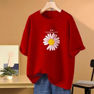 drop shoulder t shirt for women (red)