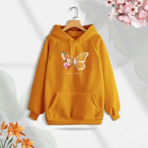 premium comfortable (butterflies & flowers) ladies winter hoodie