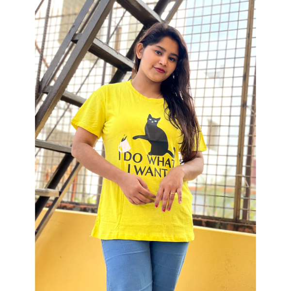 dtf printed ladies t shirt | half sleeve plain | regular fit ladies t shirt for women & girls |