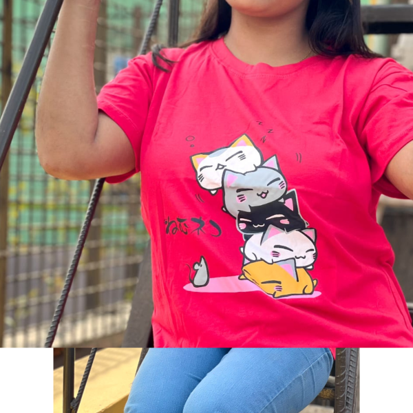 dtf printed ladies t shirt | half sleeve plain | regular fit ladies t shirt for women & girls |