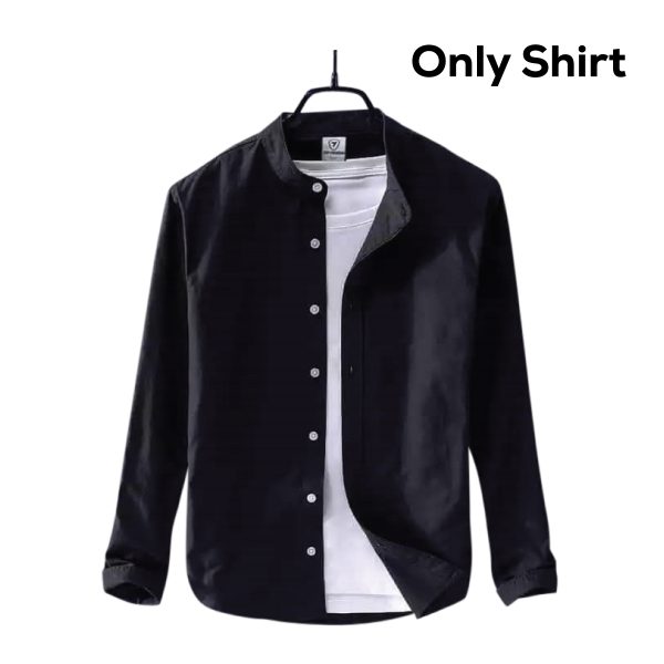 men's solid colour ban color shirt (black)