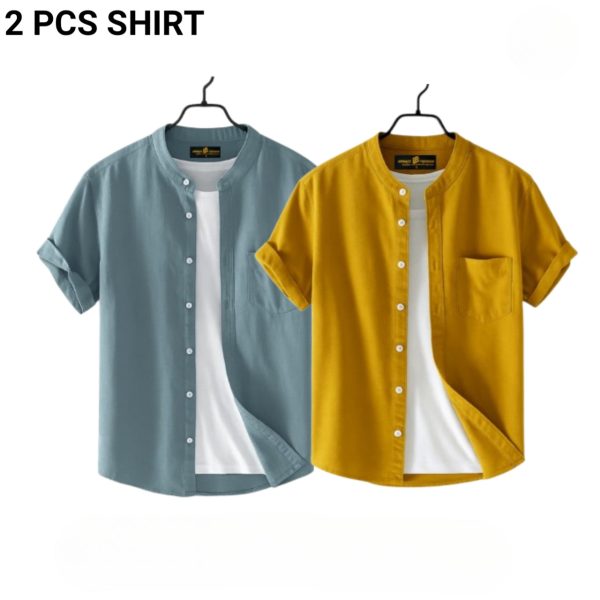 fashionable casual half sleeve shirt for men ( pink+ ash )