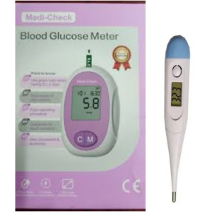 medi check blood glucose meter with free thermometer