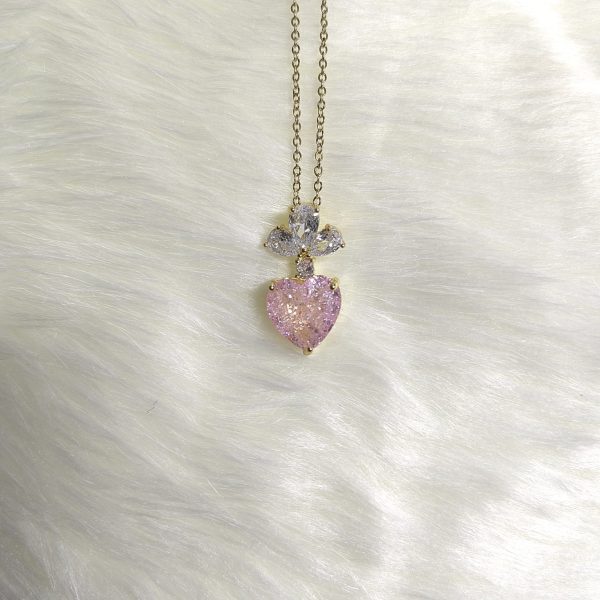 colorful heart shape pendant gold plated necklace for female