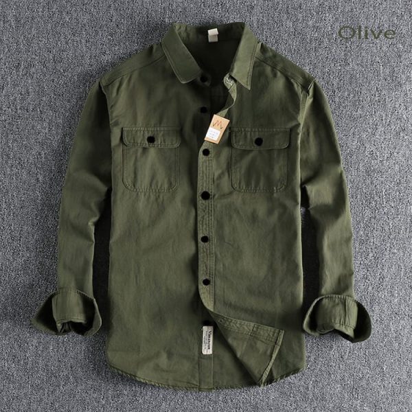 high thickness double pocket shirt ( green)