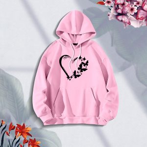 premium comfortable (love butterflies) ladies winter hoodie