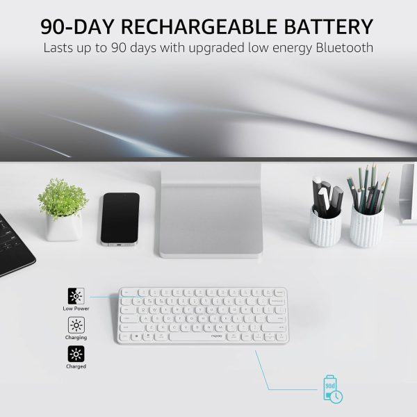 rapoo e9050l ultra slim multi mode wireless keyboard – white