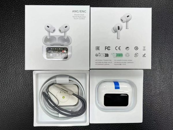 anc earbuds touch screen display (white)