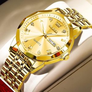 olevs 9931g new exclusive design quartz watch for men( full golden)