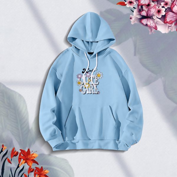 premium comfortable stylish (cute girl sky blue) ladies winter hoodie