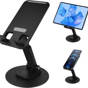 dolphy adjustable & foldable phone/tablet holder | 360 degree metal mobile stand for bed, office table, desk & home, pc, smartphone & tablets