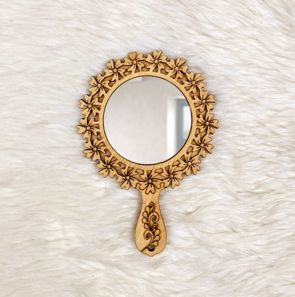 portable attractive design mini wooden mirror