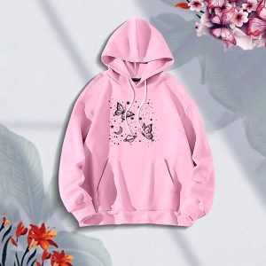 premium comfortable (butterflies globe) ladies winter hoodie