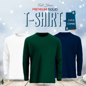3 pcs full sleeve solid t shirt combo