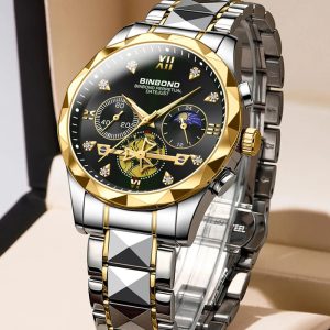 binbond b1236 brand fashion tourbillon dial quartz watches men’s luxury stainless steel