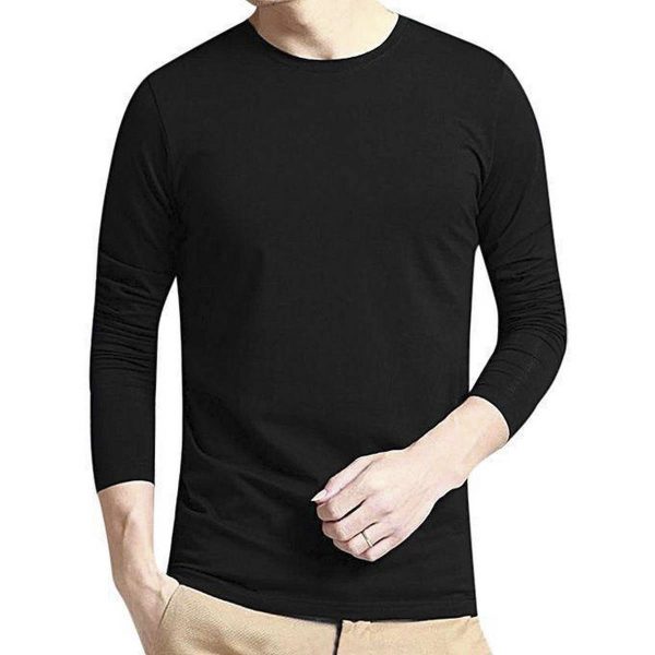 men's full sleeve solid t shirt black