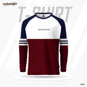men's contrast design t shirt maroon