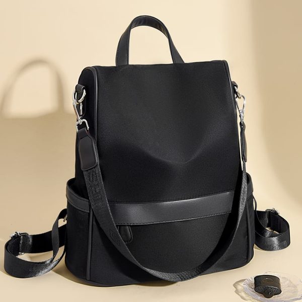 new design women backpack nylon waterproof anti theft travel bagpack(black)
