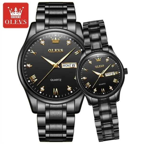 olevs 5563 chain watch –( black ) for men