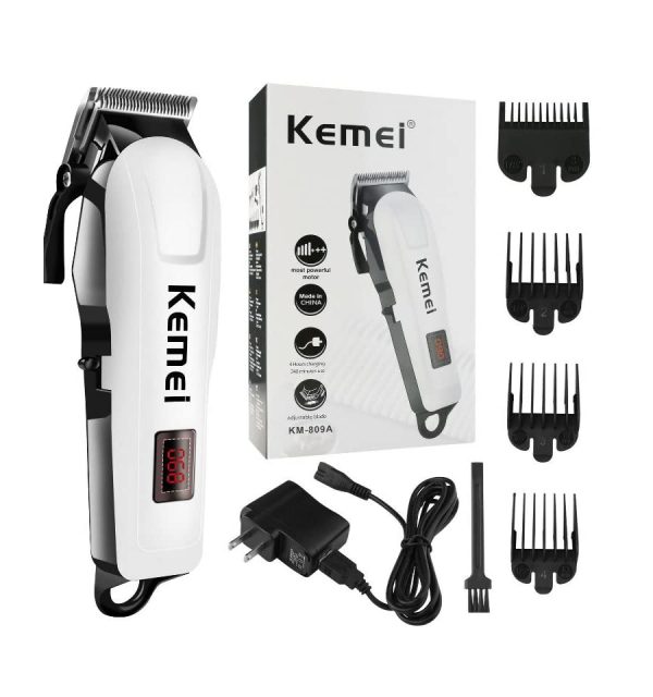 professionals design perfect shaver and haircut rechargeable beard and moustaches hair machine and trimming with cord and without cordless use km809a(white)