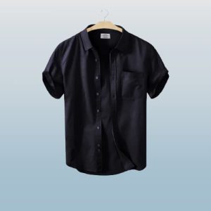 men's stylish half sleev casual solid shirt ( black )