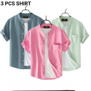 fashionable casual half sleeve shirt for men(sky + mint + purple)