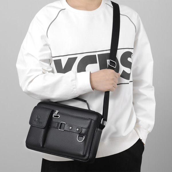 men's pu leather shoulder bag (black shape)