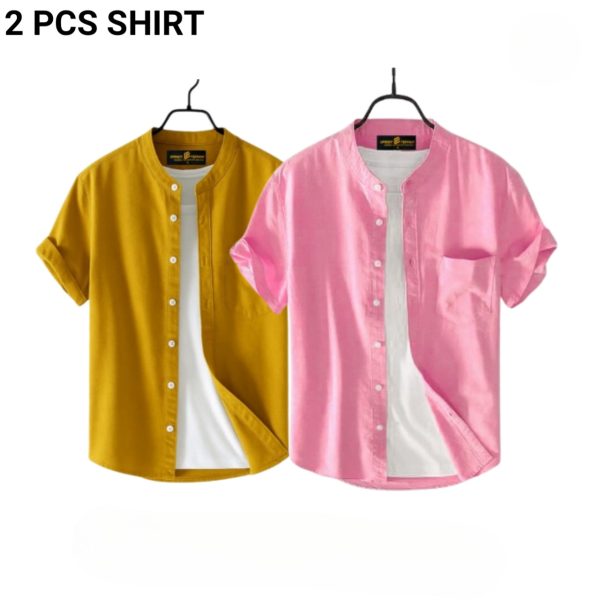 fashionable casual half sleeve shirt for men(yellow+ pink )