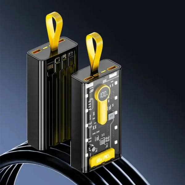 transparent 66w high speed power bank – 20000mah, pd 22w
