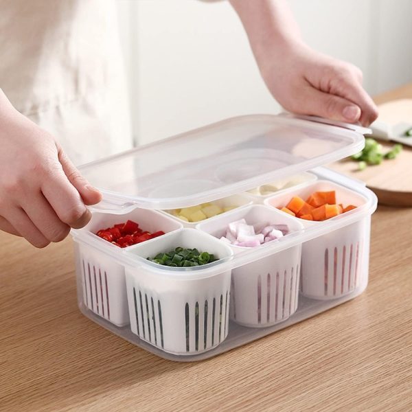 6 grid fridge storage box