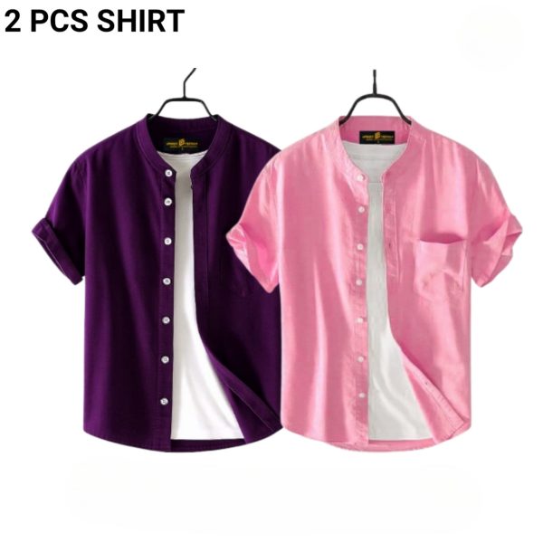 fashionable casual half sleeve shirt for men(purple+ pink)