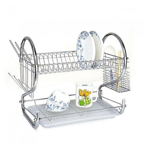 2 layer dish drainer rack stainless steel