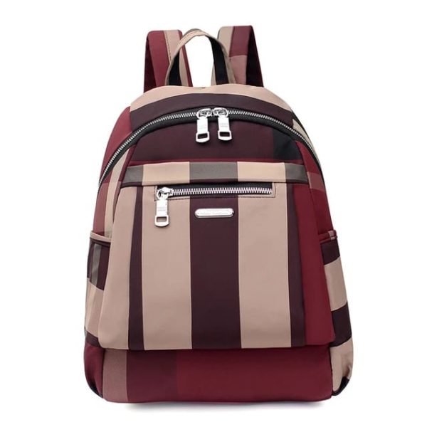 nylon backpack durable waterproof casual shoulder bag (wine red)