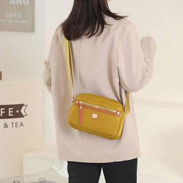 nylon fashion cross body bag lightweight portable shoulder bag (golden)