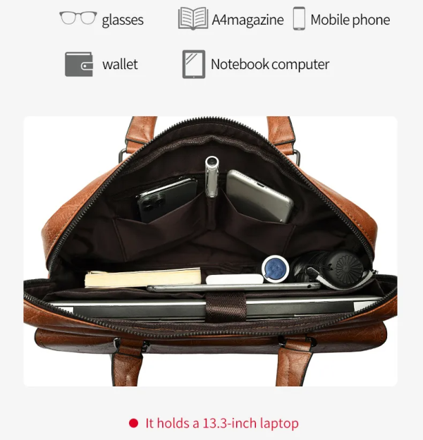 amsburg laptop leather bag(black)