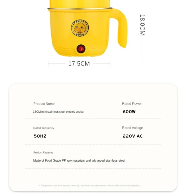 small yellow duck mini non stick electric cooking pot