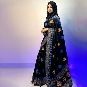 বোধুয়া বেনারশি প্রিন্ট শাড়ি কালো কালার