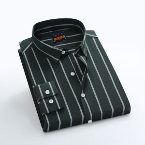 men's long sleeve stripe / print shirt