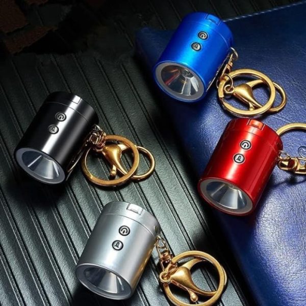 3 in 1 portable mini rechargeable flashlight with lighter key ring
