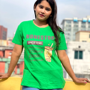 dtf printed ladies t shirt | half sleeve plain | regular fit ladies t shirt for women & girls |