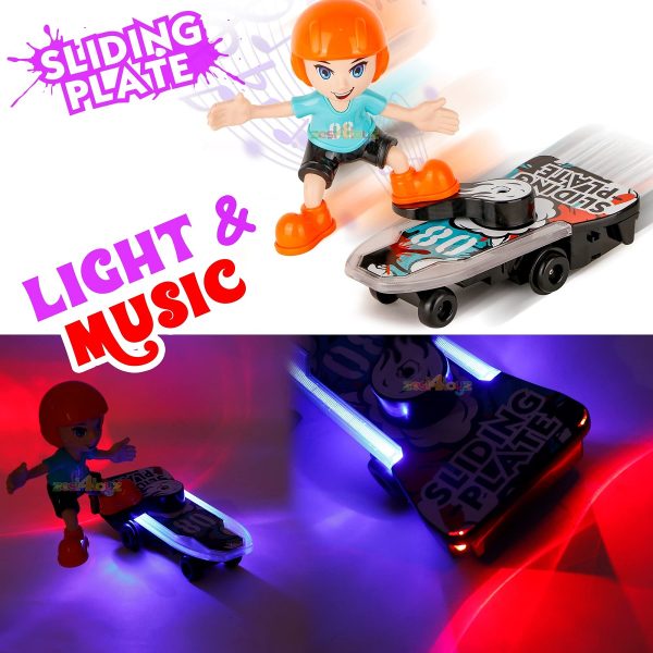 sliding plate electronic stunt skateboard boy with music & light effect (multicolor)