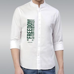 premium printed ban collar shirt for men