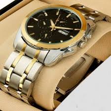 stainless steel chronograph watch for men