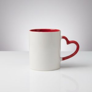 Heart Color Round Handle Coffee, Tea, Water Mug, Add Photo Text Logo Picture Image