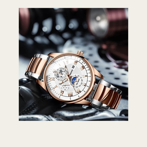 binbond b3982 new style silver men quartz watch authentic stainless steel band date display dials decoration watch