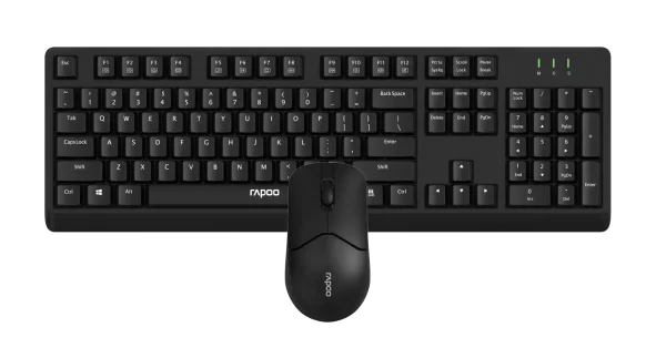 rapoo x1500 wireless keyboard & mouse combo – black