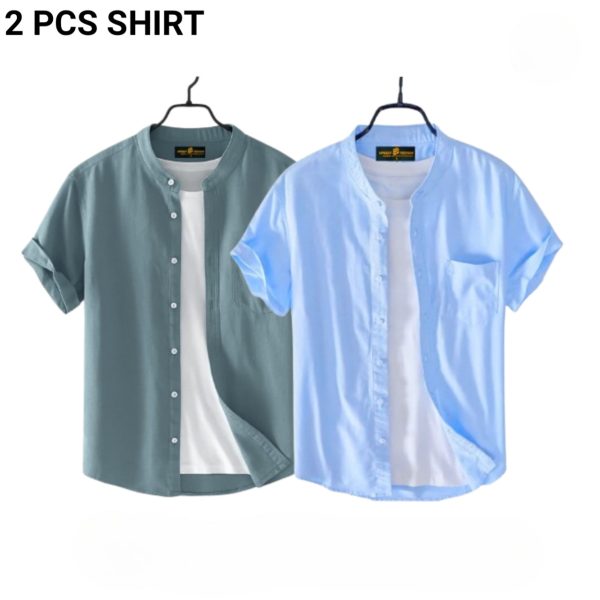 fashionable casual half sleeve shirt for men ( sky+ ash )