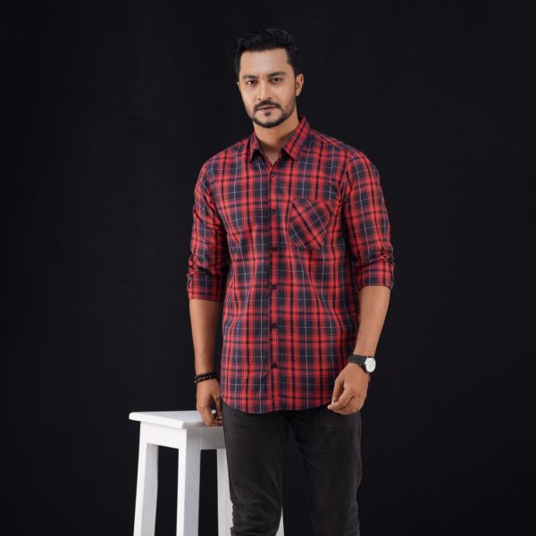 cotton full sleeve check shirt for men's