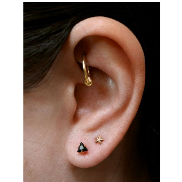 tiny crystal triangle earrings | black nose pin