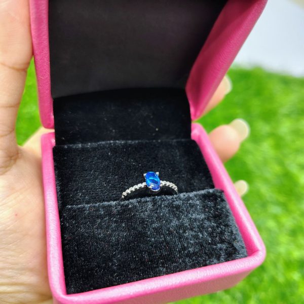 sapphire crystal ring – premium silver finish